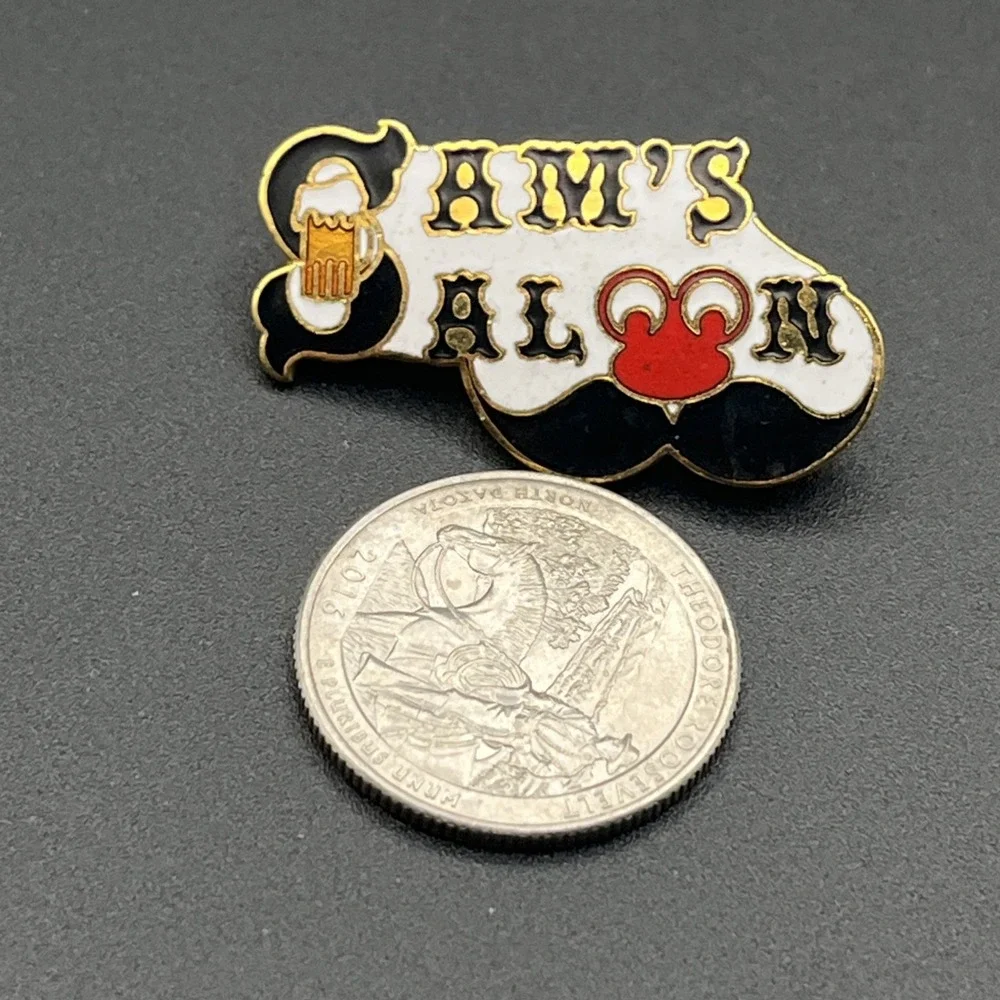 Vintage‎ Sam's Saloon Mustache Beer Lapel Hat Pin